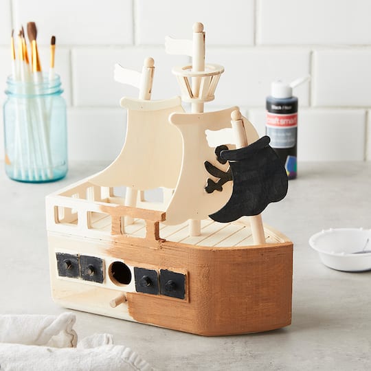 11.5" Wood Pirate Ship Birdhouse by Make Market®